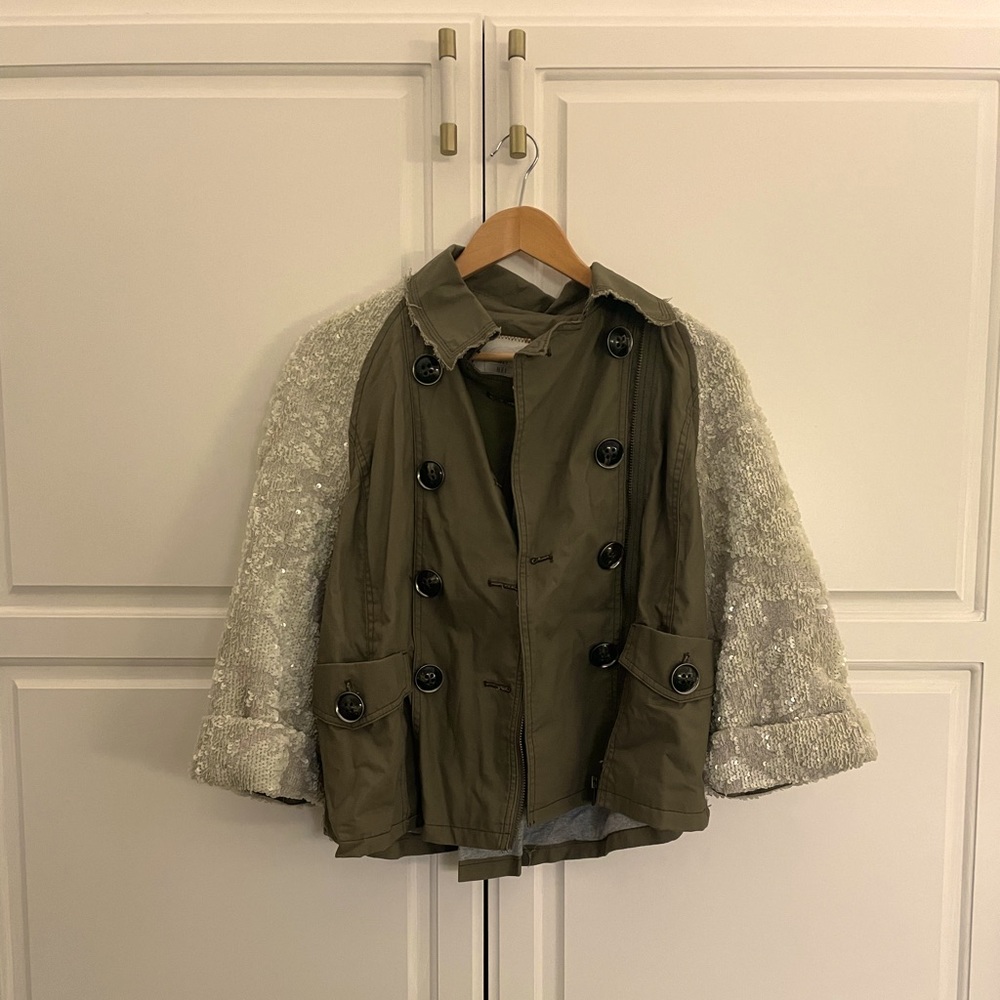 A green and sequin anthropologie jacket
